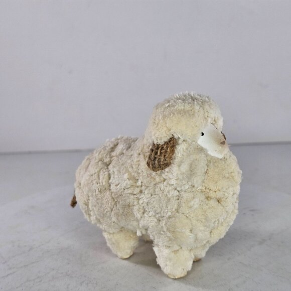 Paper Mache Sheep With Burlap Ears Rustic Cottagecore - Picture 5 of 8